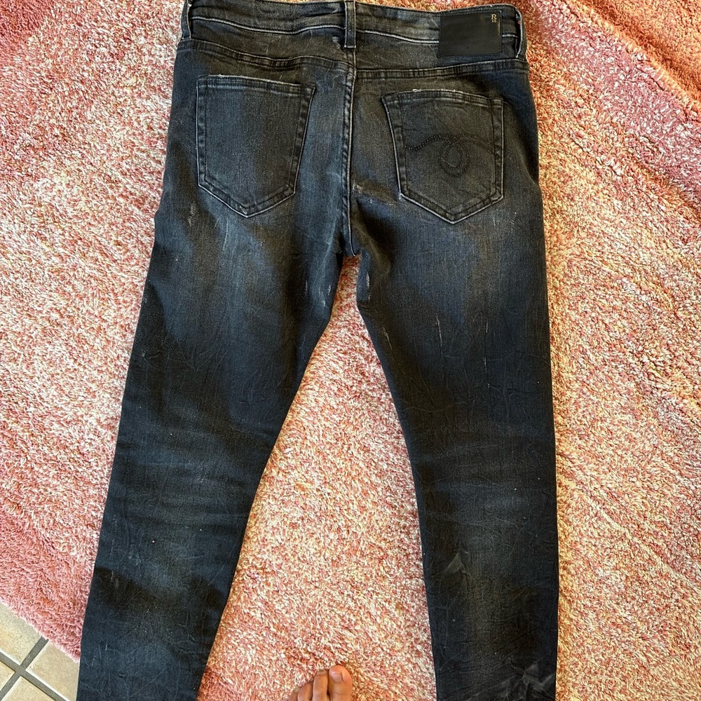 R13 Boy Skinny Jeans Size 27 Black Marble